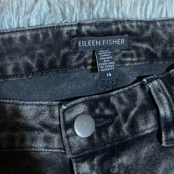 Eileen Fisher Black Velvet Skinny Jeans Acid Wash Cotton Casual Stretch Size 14 - Picture 4 of 4